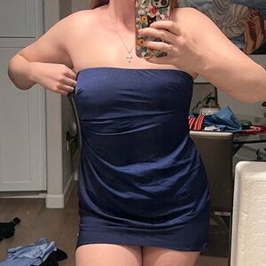 ASOS Elegant Navy Strapless Dress